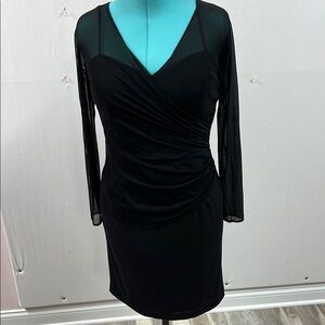Elegant Black Wrap V-Neck Cocktail Dress